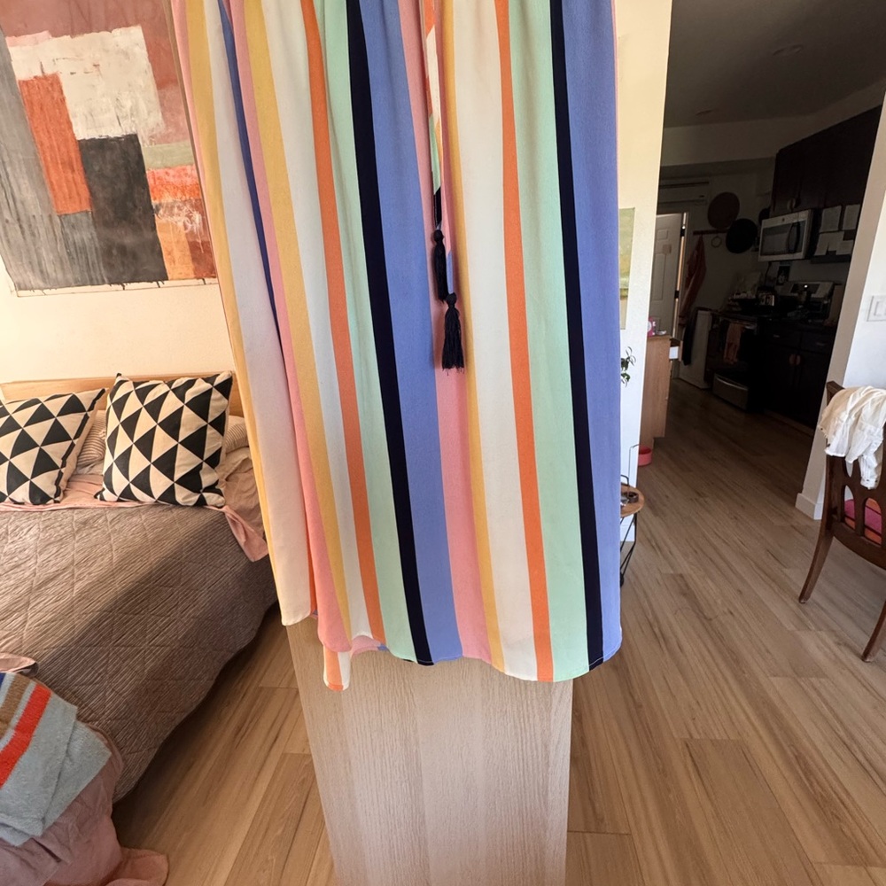 Skies Are Blue Multicolor Striped Midi Skirt